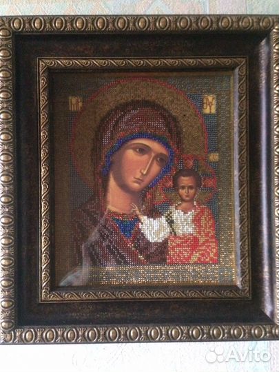 Икона Божией матери «Казанская », вышитая бисером