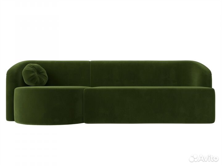 Диван прямой Лига-027 угол левый, микровельвет, зеленый