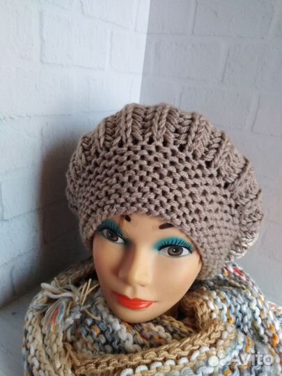 Шапка-берет ручная вязка