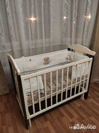 Детская кроватка Соня Мишка с-04 с ящиком