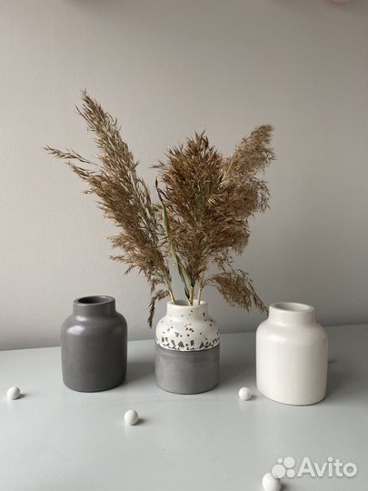 Ваза, ваза для сухоцветов, ваза из гипса