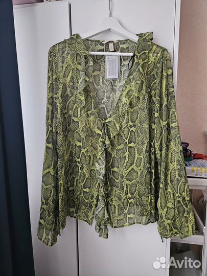 Блуза прозрачная змеиный принт XL H&M