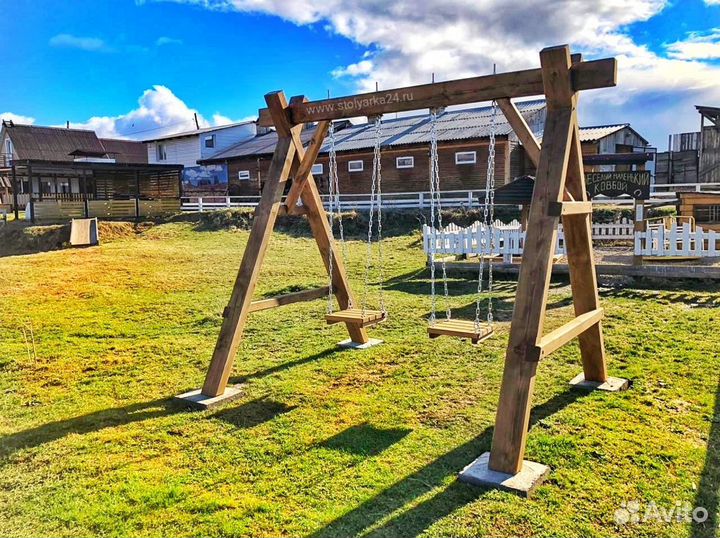 Деревянные качели / детские качели с установкой