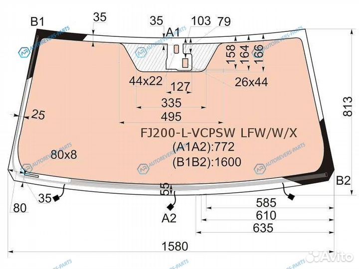 FJ200-L-vcpsw lfwwx Стекло лобовое с полным обогре