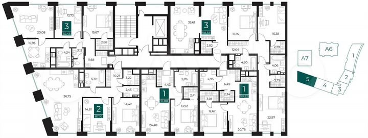 3-к. квартира, 82,5 м², 4/13 эт.