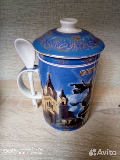 Фарфоровая кружка-сувенир заварочная и стаканы