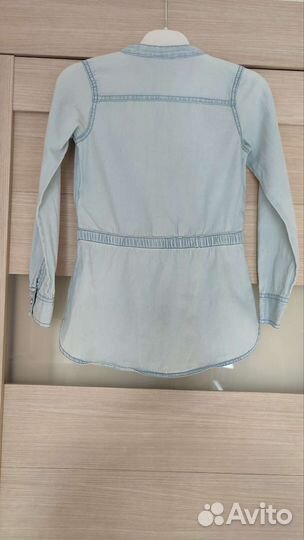 Джинсовая рубашка-туника тонкая, рост 122-128