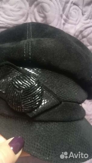 Шапка-кепка из натуральной замши