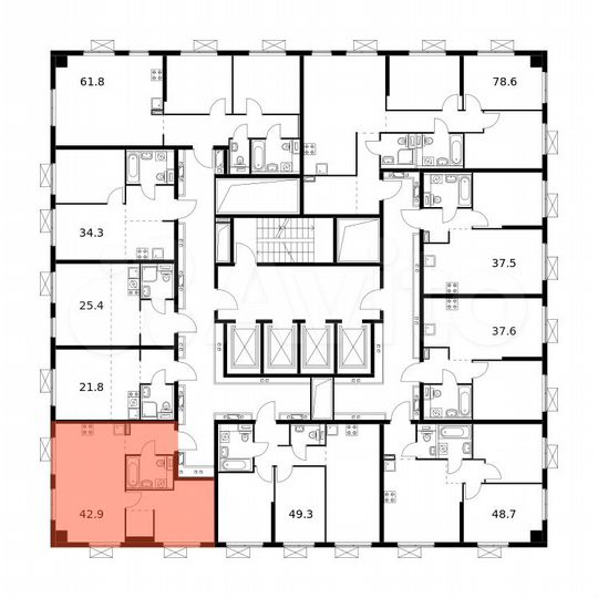 1-к. квартира, 42,9 м², 20/33 эт.