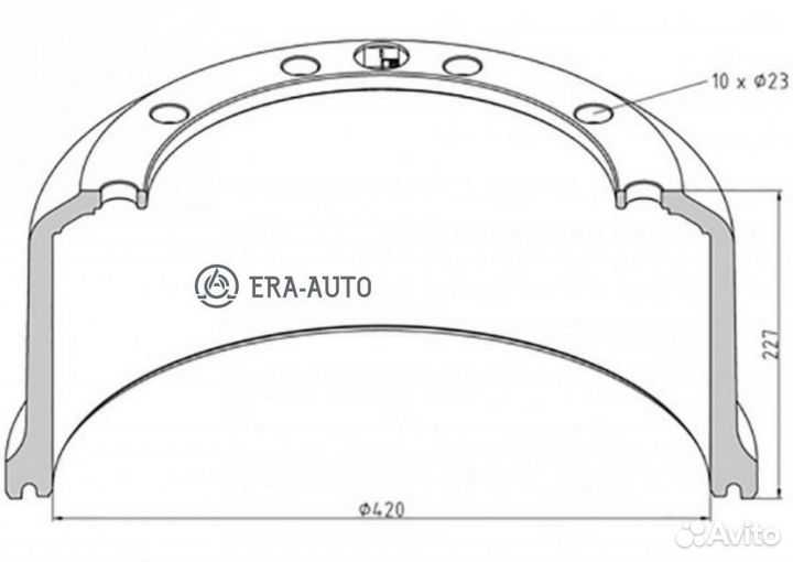 PE automotive 066.439-00A торм.барабан 420x180/196 H227 d300/335 n10x23 \SAF SK RS/RLS 9042