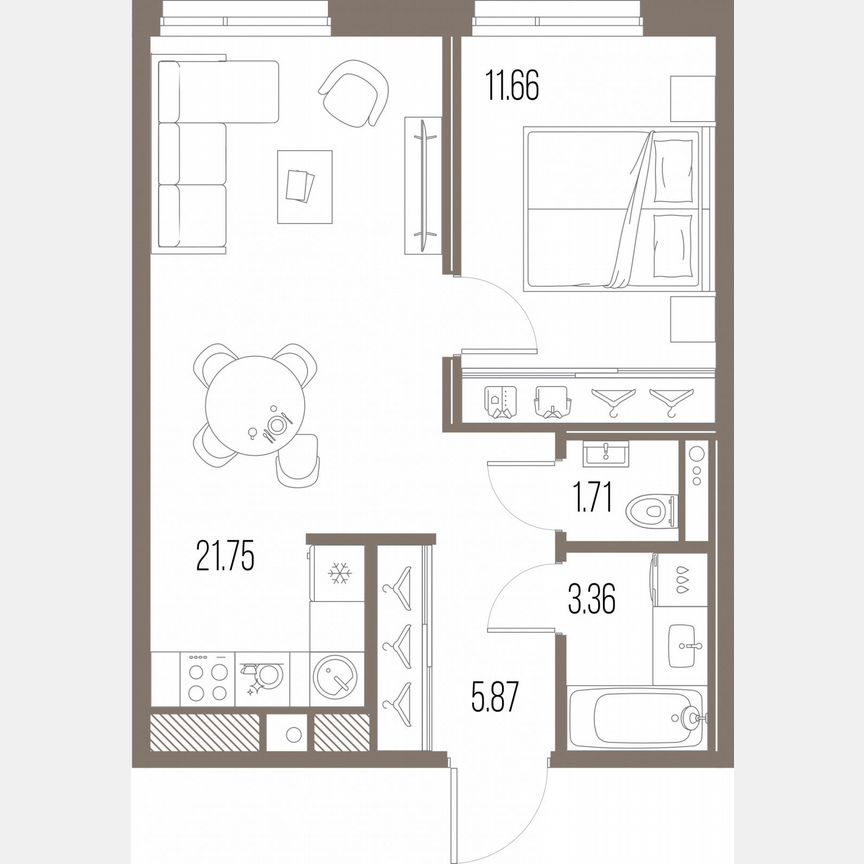 1-к. квартира, 44,4 м², 3/10 эт.