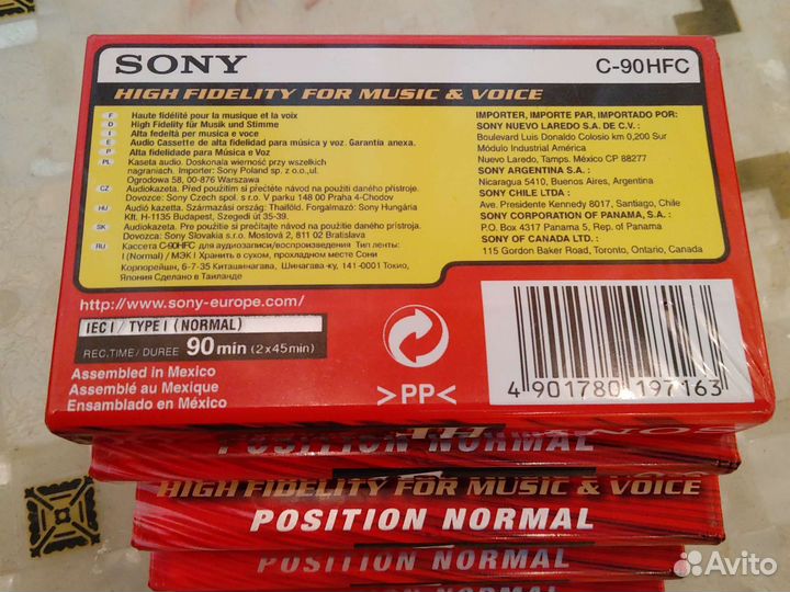 Кассеты sony HF90 новые 5 штук