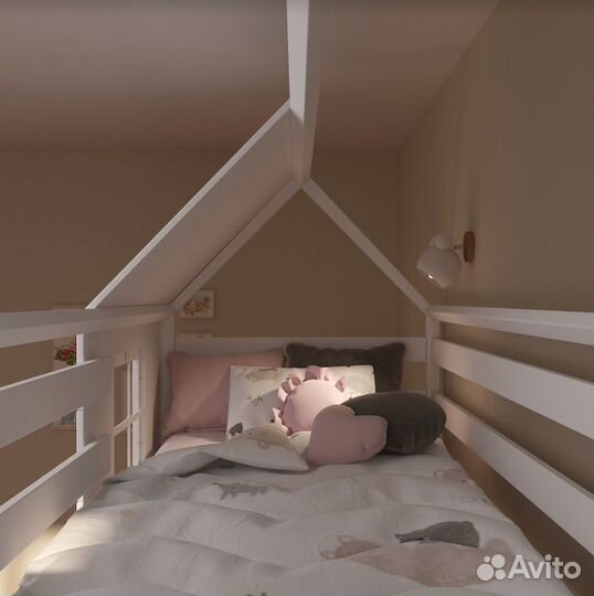 Детская кровать двухъярусная с окошками