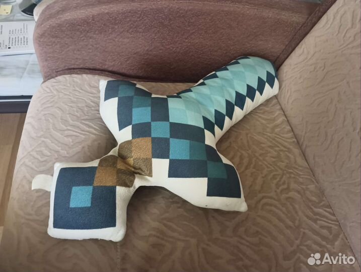 Плюшевая игрушка алмазный меч по игре minecraft