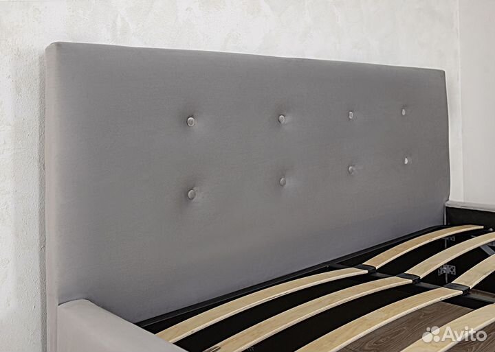 Кровать Евро 200х200 серый велюр