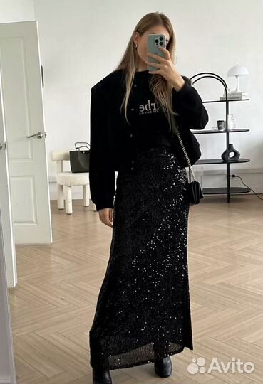 Юбка с пайетками макси