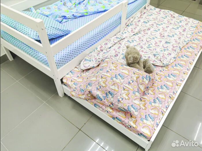 Кроватка из натурального дерева с доп. местом Софа