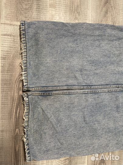 Джинсы голубые широкие