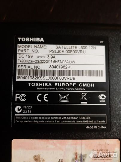 Toshiba satellite l500-12N