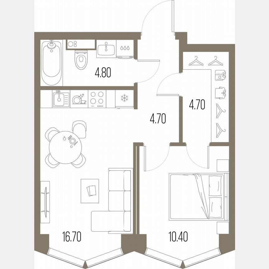1-к. квартира, 41,3 м², 13/34 эт.