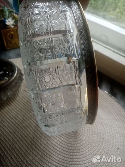 Ваза хрусталь большая серебро