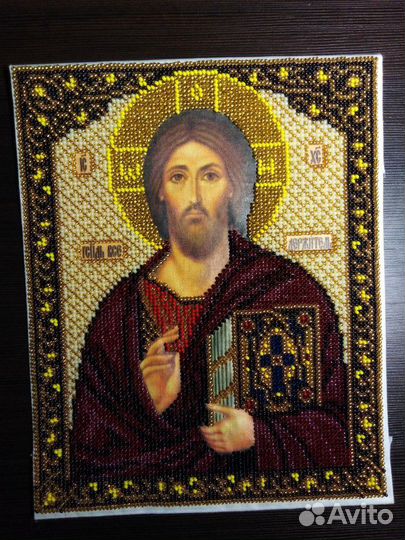 Иисус Христос Спас Синайский, икона бисером