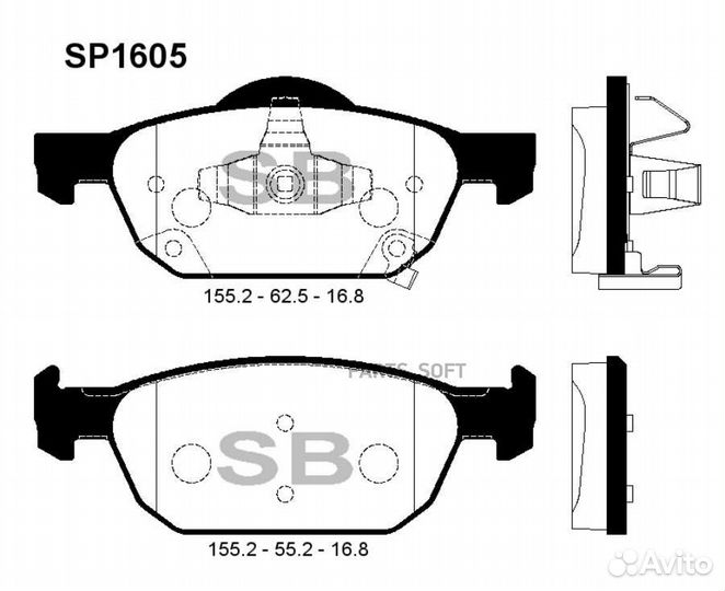 Sangsin brake SP1605 SP1605 колодки дисковые перед