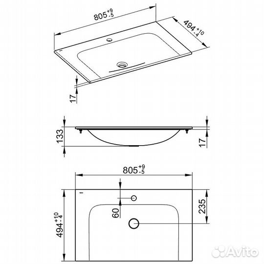 Раковина Keuco Plan 80 32960 318001 Белая