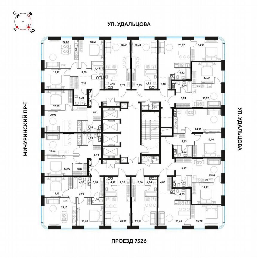 1-к. квартира, 42,4 м², 15/28 эт.