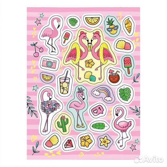 100 наклеек. Фламинго