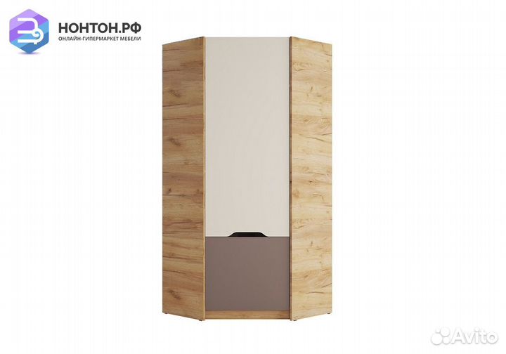 Шкаф угловой Rich дуб крафт золотой / миндаль / гл