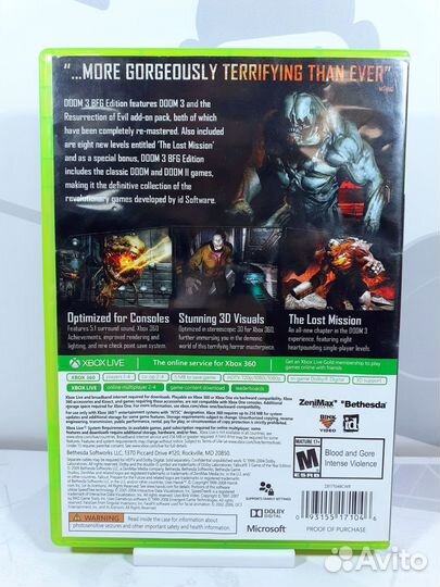 Диск для Xbox 360/One Doom 3 BFG Edition б/у