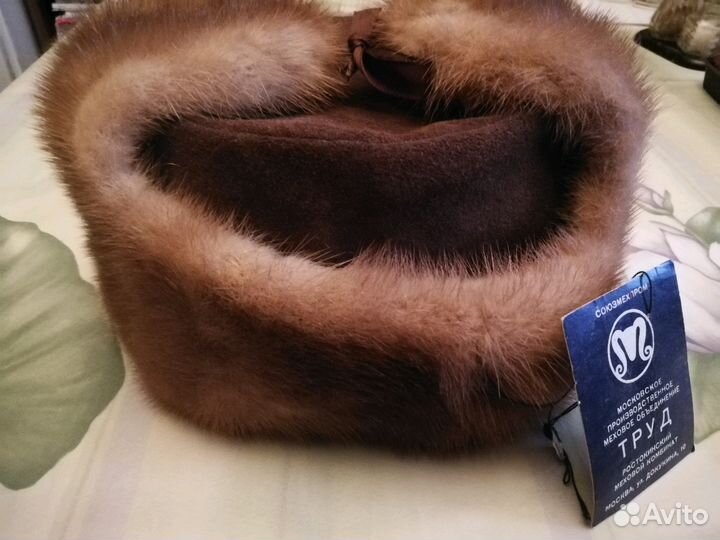 Шапка ушанка мужская из норки новая с пломбой СССР