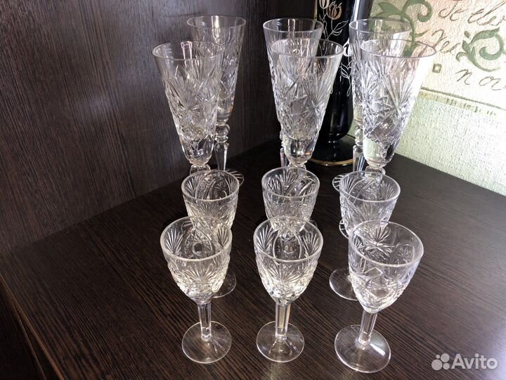 Хрустальные рюмки и бокалы СССР, 6шт