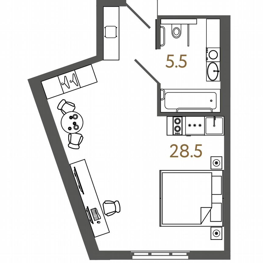 Апартаменты-студия, 34 м², 7/16 эт.