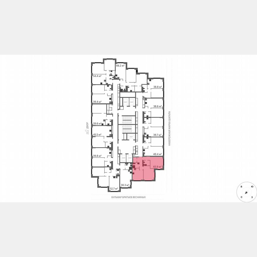 2-к. квартира, 65,9 м², 33/43 эт.