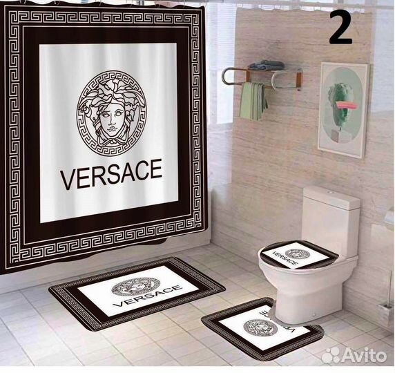 Шторка и коврики для ванной и туалета 4 предмета