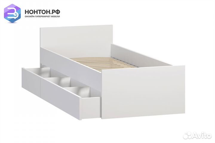 Кровать односпальная Орион белая с ящиками