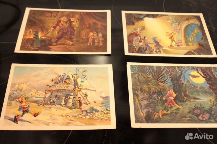 Открытки Приключения Буратино 1955г 10 штук