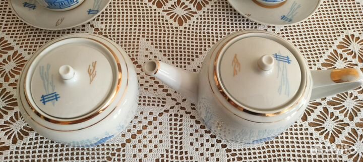 Чайный сервиз СССР Зима Домики Вербилки