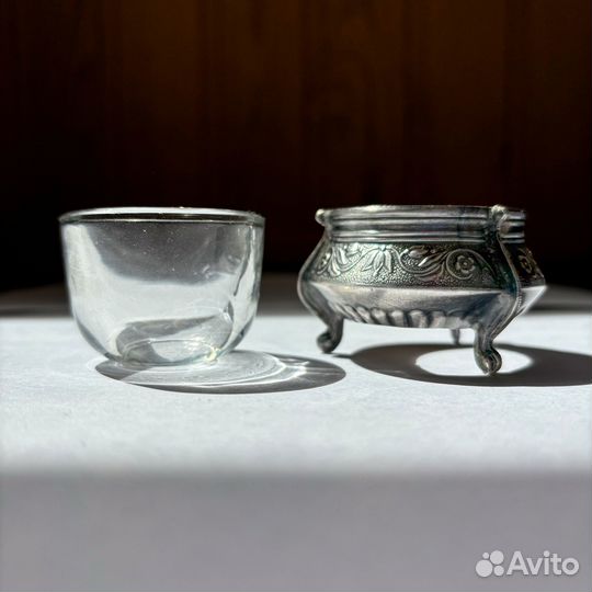 Винтажная солонка с родной ложкой, СССР