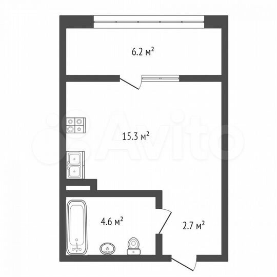 Квартира-студия, 28,8 м², 22/25 эт.