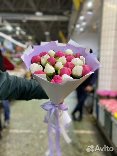 Букет из 21шт пион/ розы/ гипсофила/ букет/ цветы