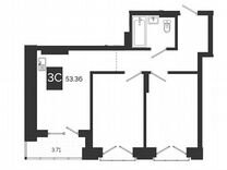 3-к. квартира, 53,4 м², 2/25 эт.