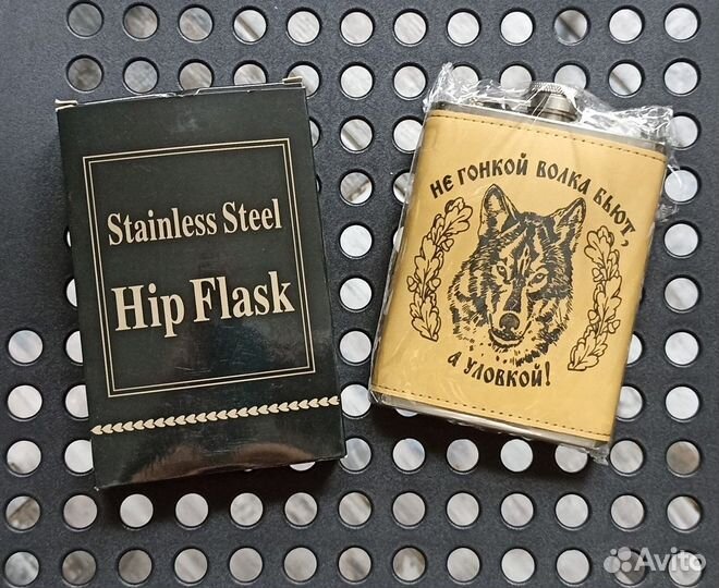 Метал. фляжка 210 мл. с изображением волка