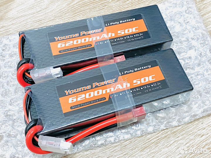 Новые Lipo Li-po аккумуляторы 2s 7.4v 6200mah 50C