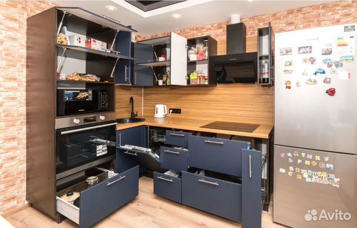 Синий кухонный гарнитур цена за всё
