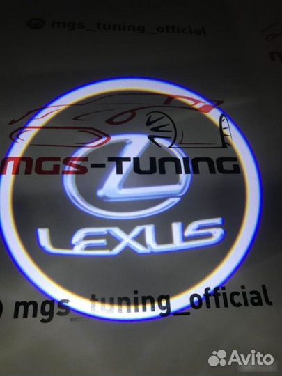 Проекция логотипа в дверь Lexus голубая классика