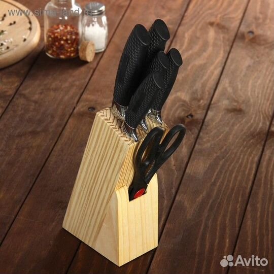 Набор кухонный, 6 предметов: 5 ножей 8,5 см, 12 см