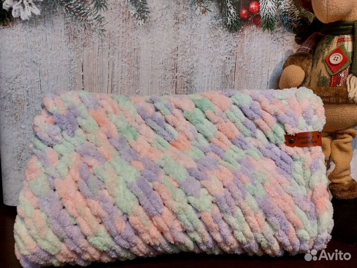 Плед вязаный плюшевый детский